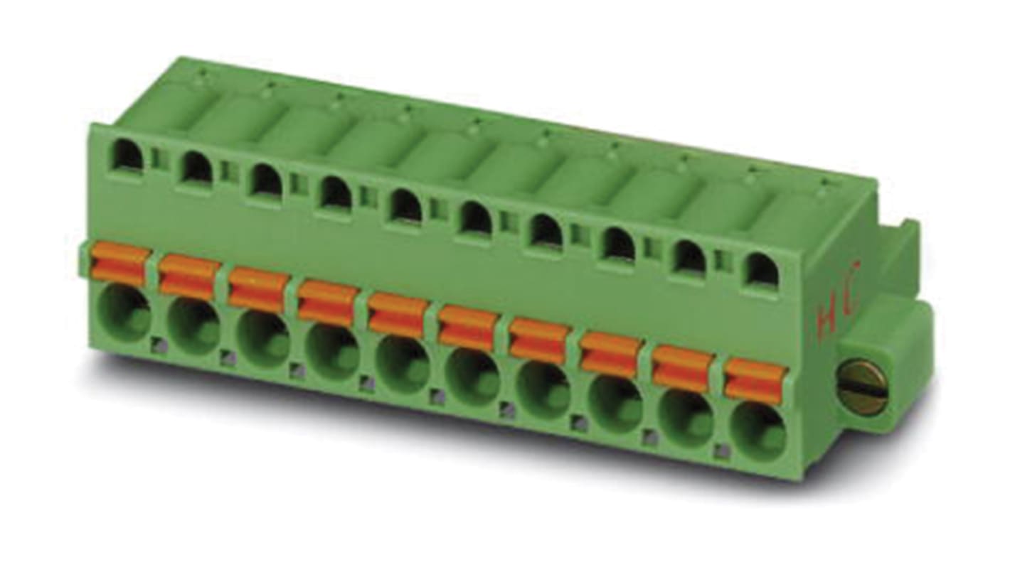 Phoenix Contact 5mm Pitch 12 Way Pluggable Terminal Block, Plug, Spring Cage Termination