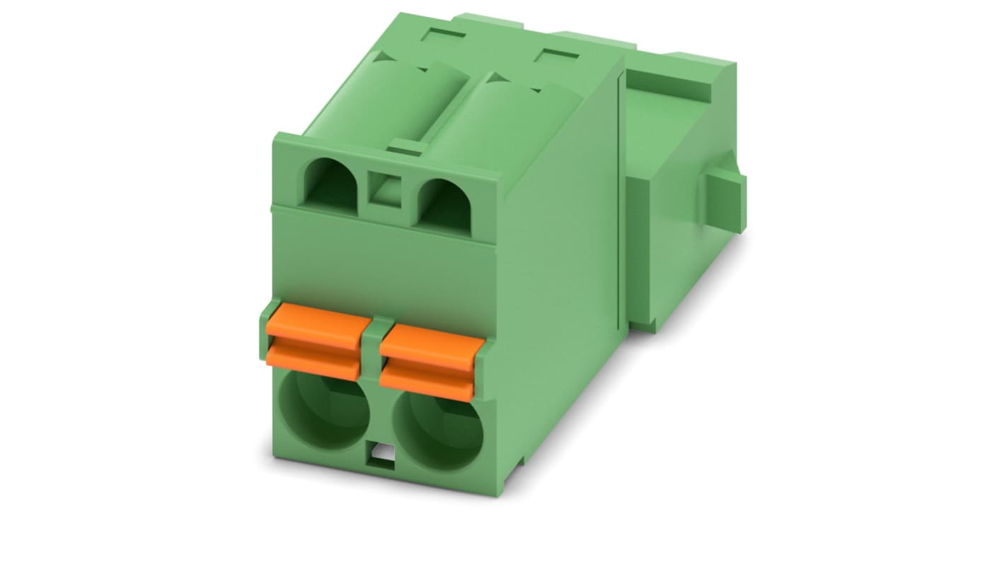 Phoenix Contact, 5mm Pitch, FKIC 2.5/ 2-ST-RN, 2 Way, , Pluggable Terminal Block, Inverted Plug, Cable Mount, Spring