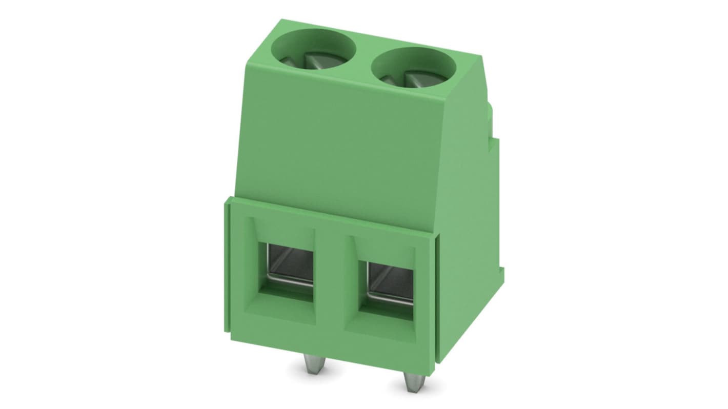 Phoenix Contact MKDSP 1.5/ 2 Series PCB Terminal Block, 2-Contact, 5mm Pitch, Through Hole Mount, Screw Termination