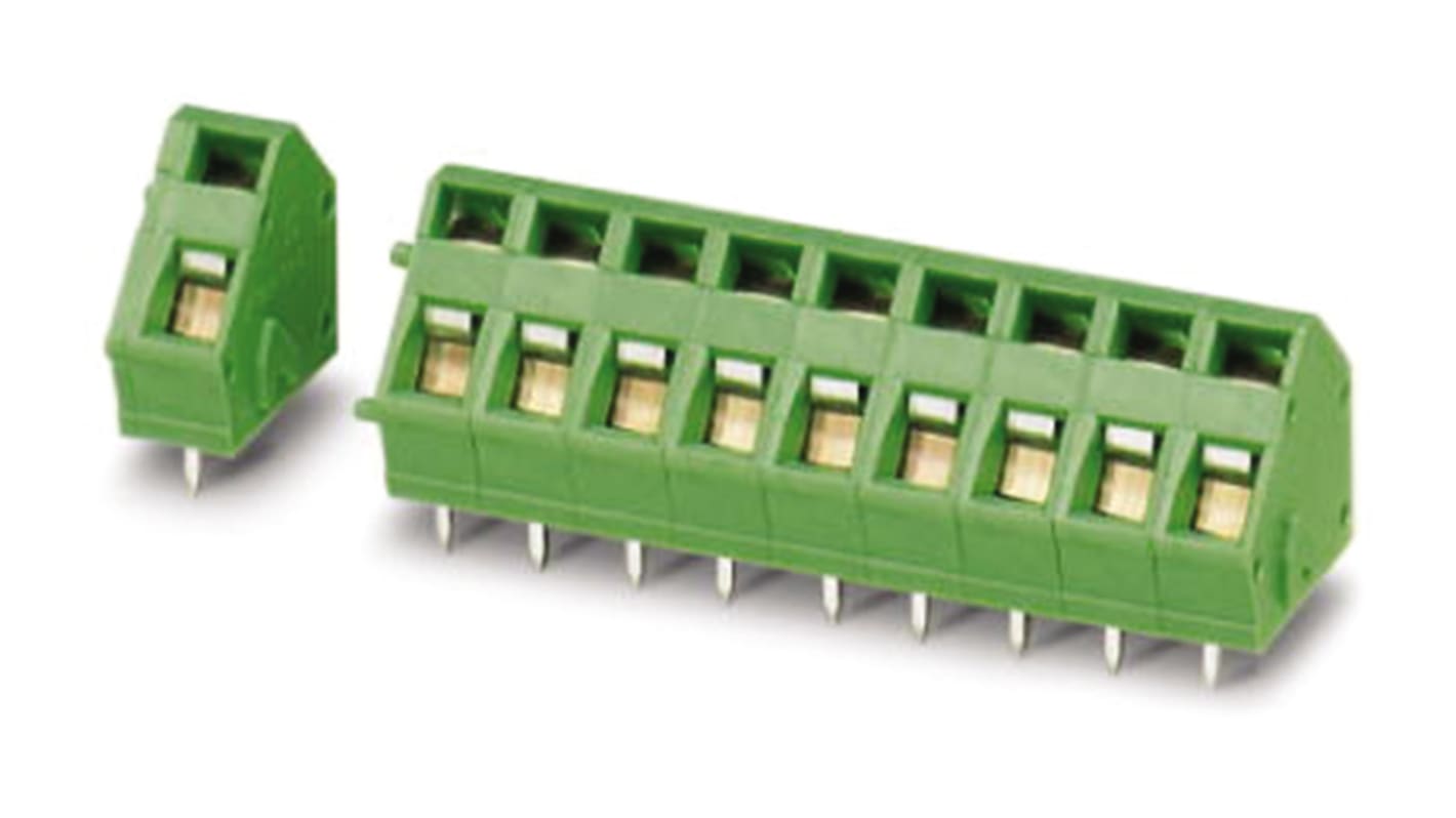 Phoenix Contact ZFKDSA 1.5C-6.0-EX Series PCB Terminal Block, 1-Contact, 5mm Pitch, Through Hole Mount, Spring Cage