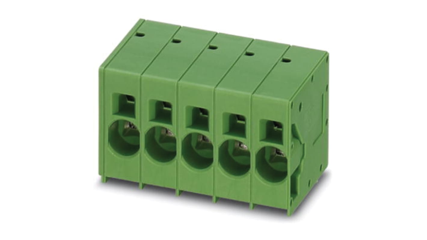 Phoenix Contact SPT 16/ 5-H-10.0-ZB Series PCB Terminal Block, 5-Contact, 10mm Pitch, Through Hole Mount, Spring Cage