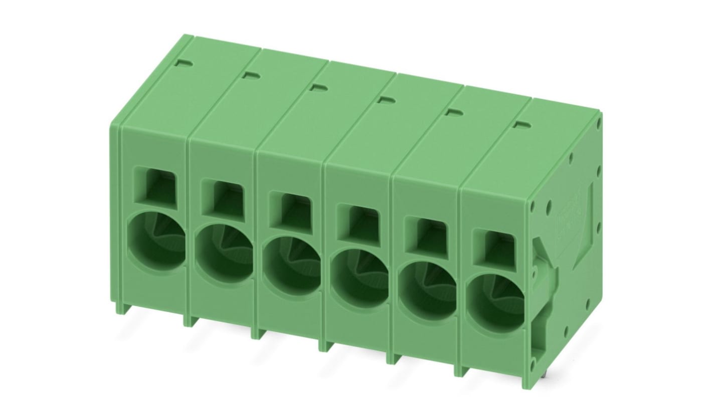 Phoenix Contact SPT 16/ 6-H-10.0-ZB Series PCB Terminal Block, 6-Contact, 10mm Pitch, Through Hole Mount, Spring Cage