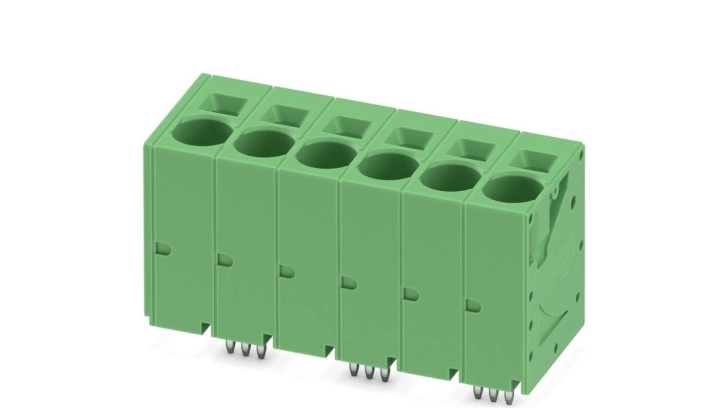 Phoenix Contact SPT 16/ 6-V-10.0-ZB Series PCB Terminal Block, 6-Contact, 10mm Pitch, Through Hole Mount, Spring Cage