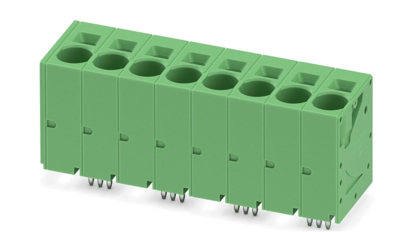 Phoenix Contact SPT 16/ 8-V-10.0-ZB Series PCB Terminal Block, 8-Contact, 10mm Pitch, Through Hole Mount, Spring Cage