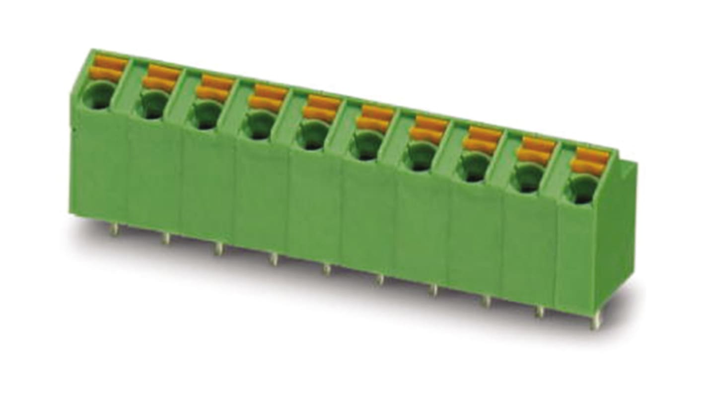 Phoenix Contact SPTA 1/ 7-5.0 Series PCB Terminal Block, 7-Contact, 5mm Pitch, Through Hole Mount, Spring Cage