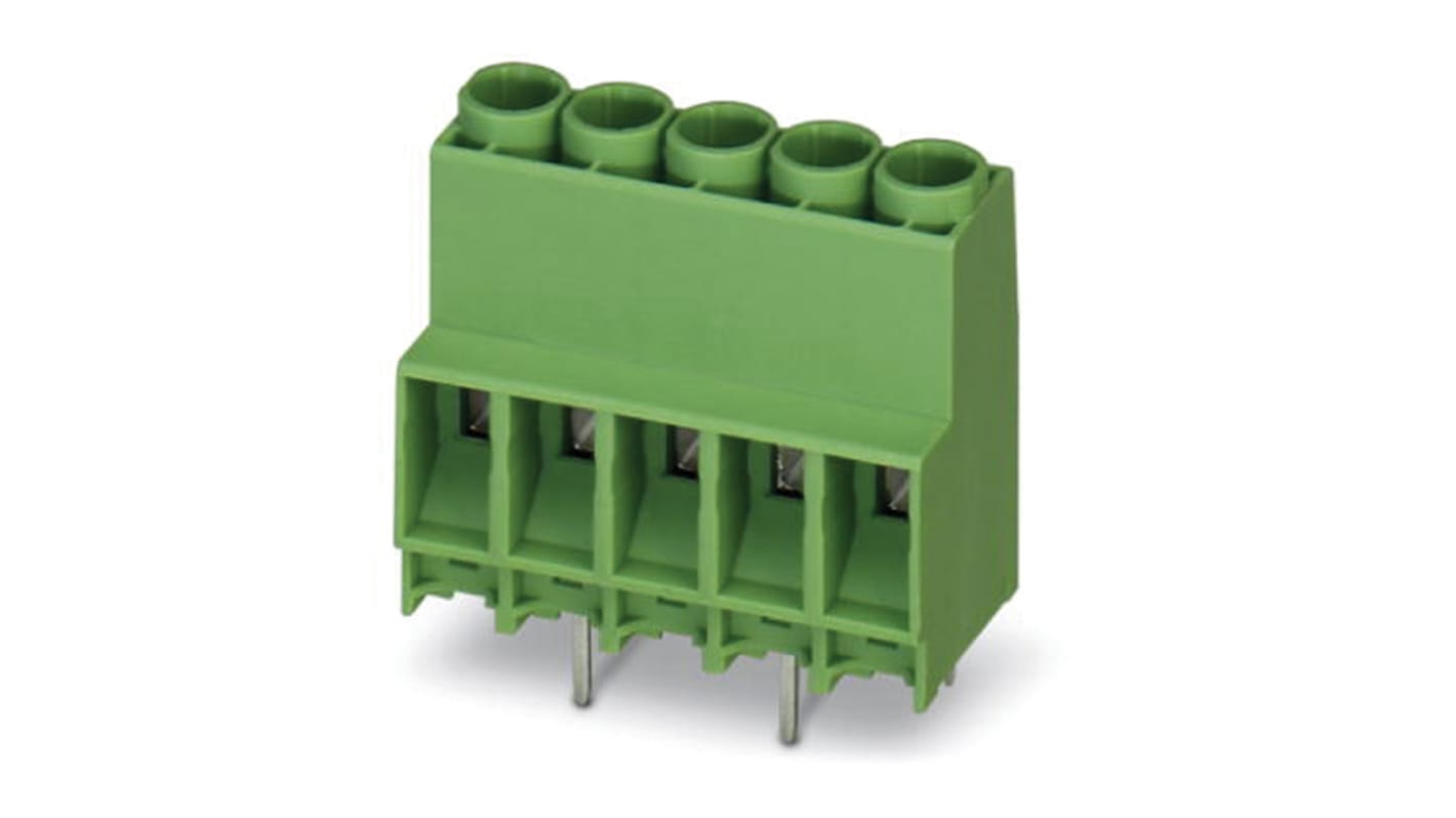 Phoenix Contact MKDS 5N HV/ 6-ZB-6.35 Series PCB Terminal Strip, 6-Contact, 6.35mm Pitch, Through Hole Mount, Screw