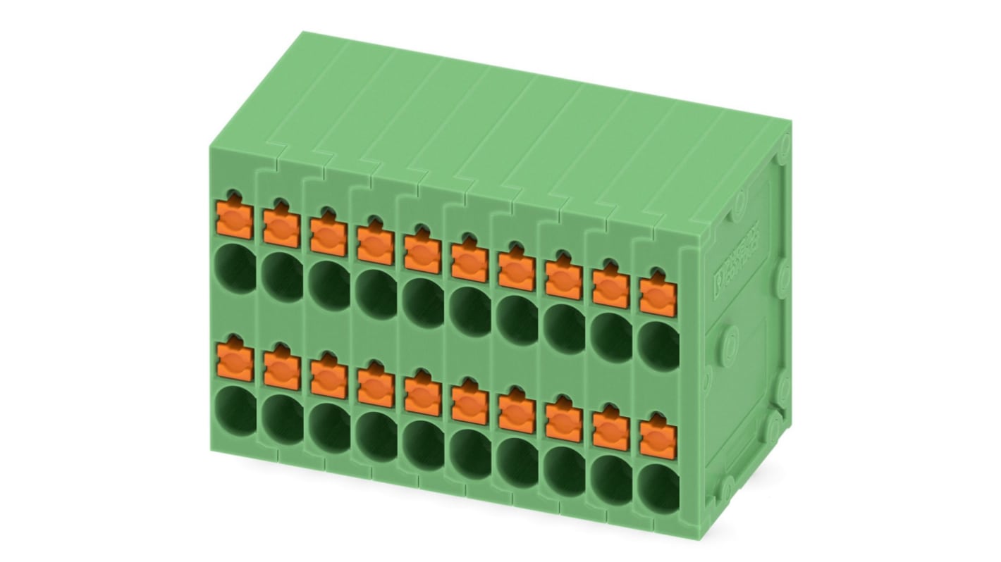 Phoenix Contact PCB端子排, 3.5mm间距, 10A, 400 V, THT安装, 弹簧架端接, SPTD 1.5/10-H-3.5系列