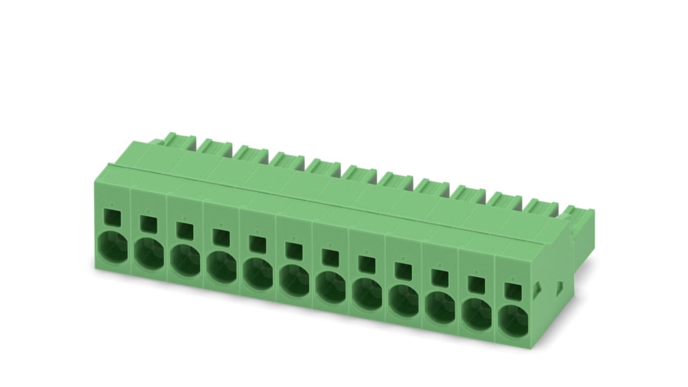 Phoenix Contact 7.62mm Pitch 12 Way Pluggable Terminal Block, Plug, Spring Cage Termination