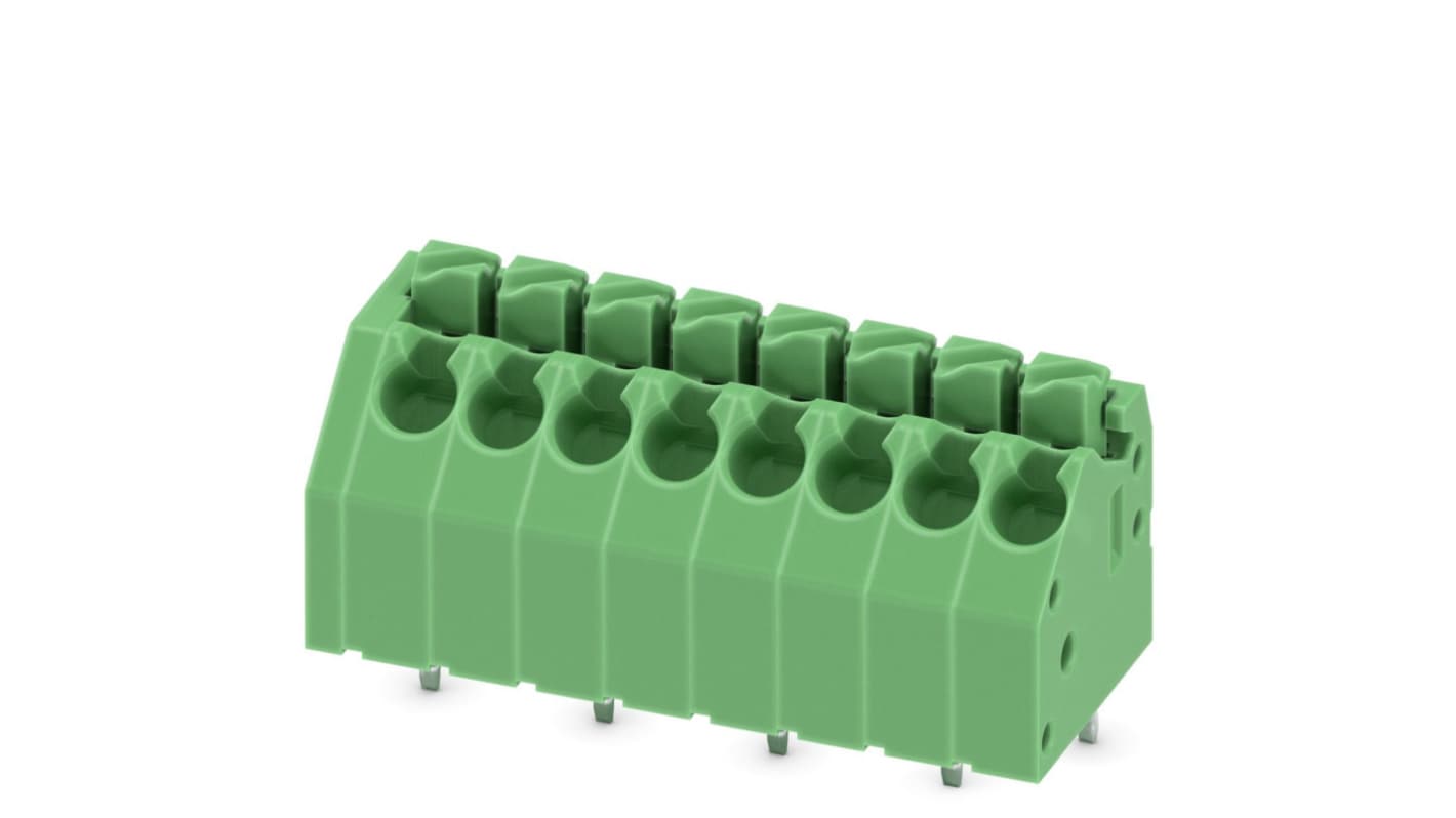 Phoenix Contact PTSA 1.5/ 8-3.5-ZI Series PCB Terminal Block, 8-Contact, 3.5mm Pitch, Through Hole Mount, Spring Cage