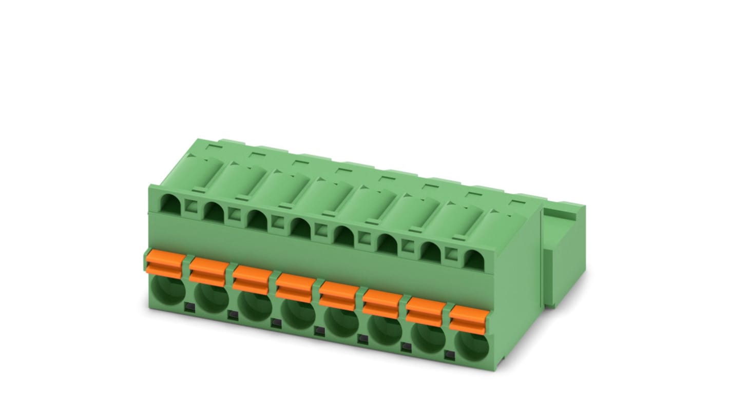 Phoenix Contact, 5mm Pitch, FKIC 2.5/ 8-ST, 8 Way, , Pluggable Terminal Block, Inverted Plug, Cable Mount, Spring Cage