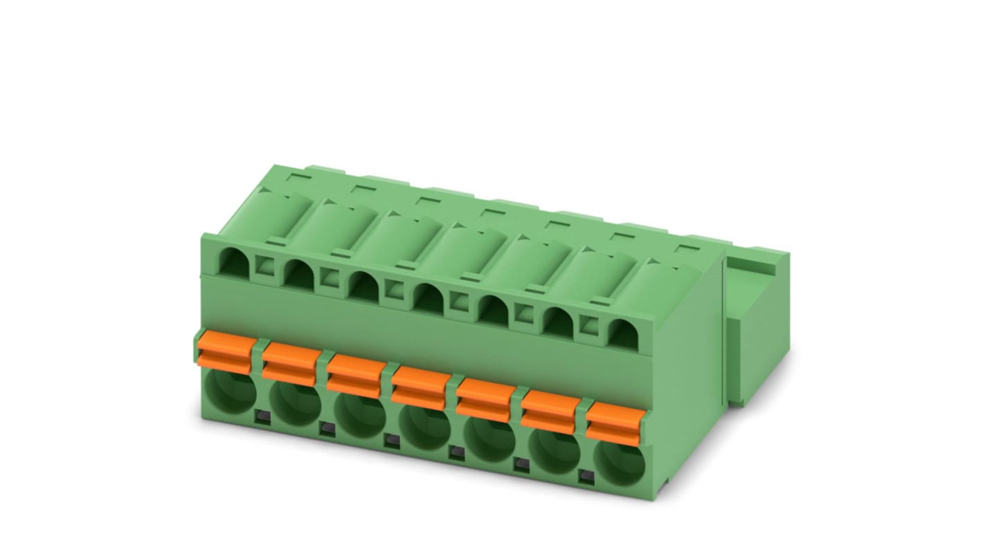 Phoenix Contact, 5mm Pitch, FKIC 2.5/7-ST, 7 Way, , Pluggable Terminal Block, Inverted Plug, Cable Mount, Spring Cage