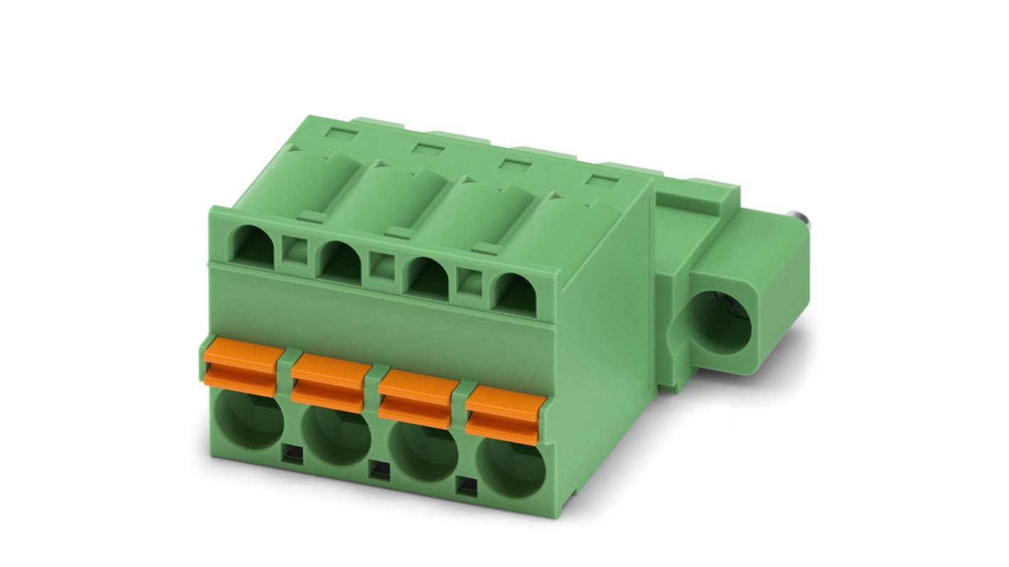 Phoenix Contact, 5mm Pitch, FKIC 2.5/ 4-STF, 4 Way, , Pluggable Terminal Block, Inverted Plug, Cable Mount, Spring Cage