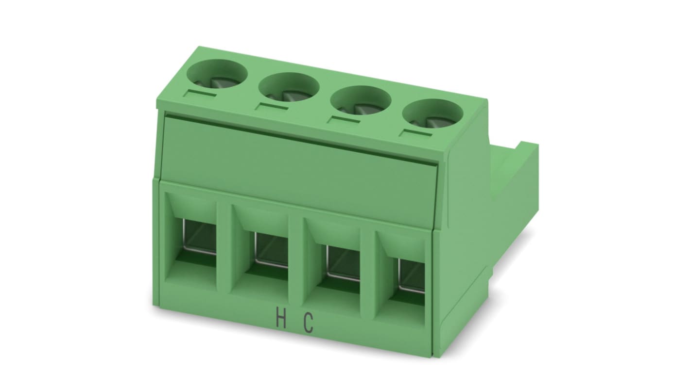 Phoenix Contact, 5mm Pitch, MSTB 2.5 HC/4-ST, 4 Way, Pluggable Terminal Block, Plug, Screw Termination, 1911871