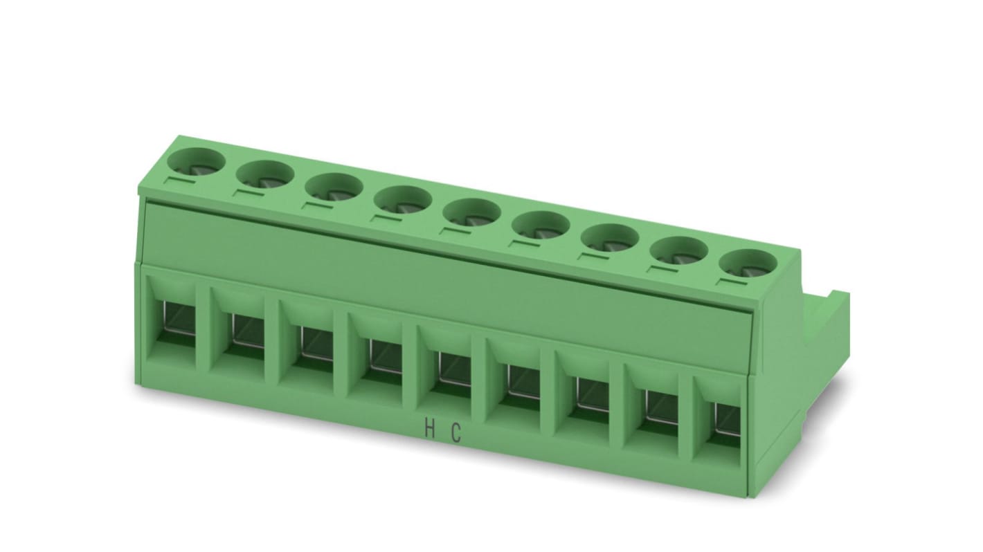 Phoenix Contact, 5mm Pitch, MSTB 2.5 HC/ 9-ST, 9 Way, Pluggable Terminal Block, Plug, Screw Termination, 1911923
