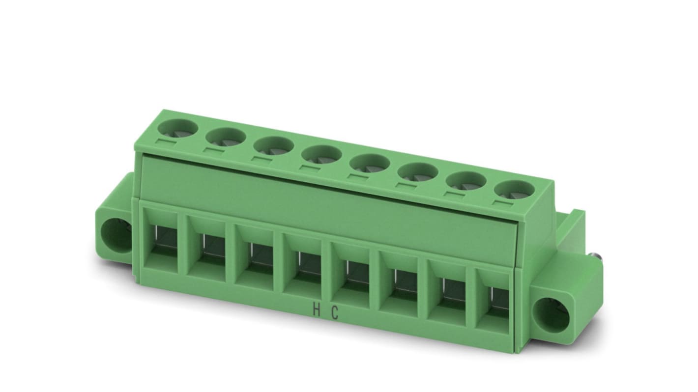 Phoenix Contact, 5mm Pitch, MSTB 2.5 HC/ 8-STF, 8 Way, Pluggable Terminal Block, Plug, Screw Termination, 1912139