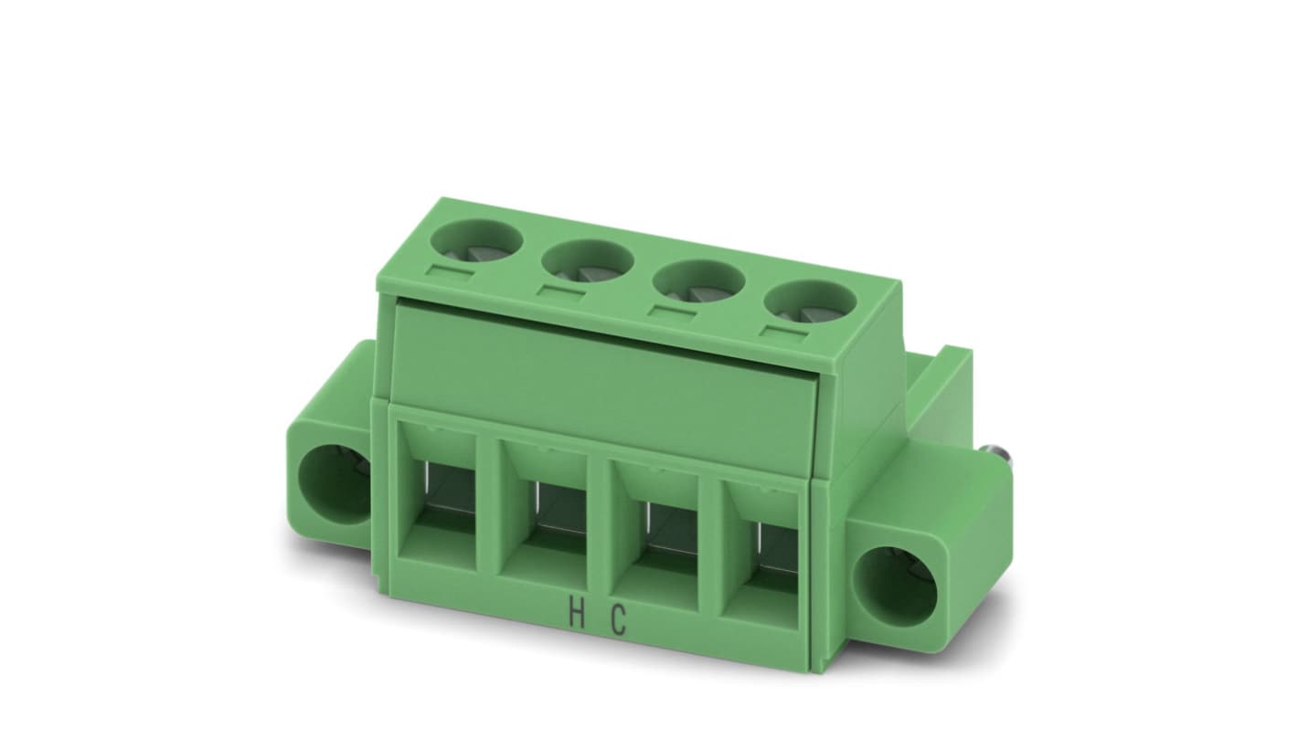 Phoenix Contact, 5.08mm Pitch, MSTB 2.5 HC/ 4-STF-5.08, 4 Way, Pluggable Terminal Block, Plug, Screw Termination,