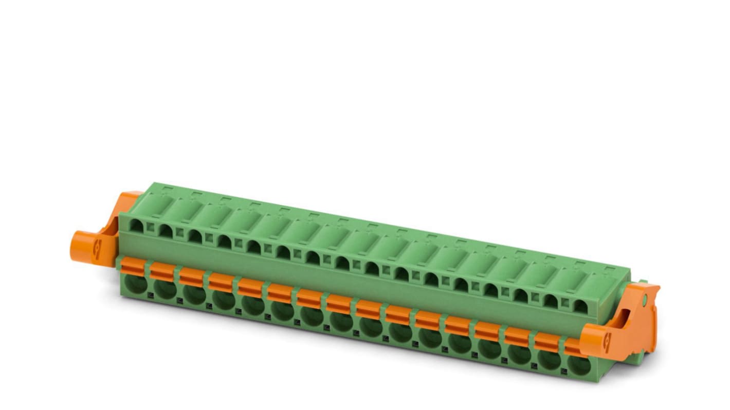 Phoenix Contact, 5.08mm Pitch, FKC 2.5/16-ST-5.08-LR, 16 Way, Pluggable Terminal Block, Plug, Spring Cage Termination,