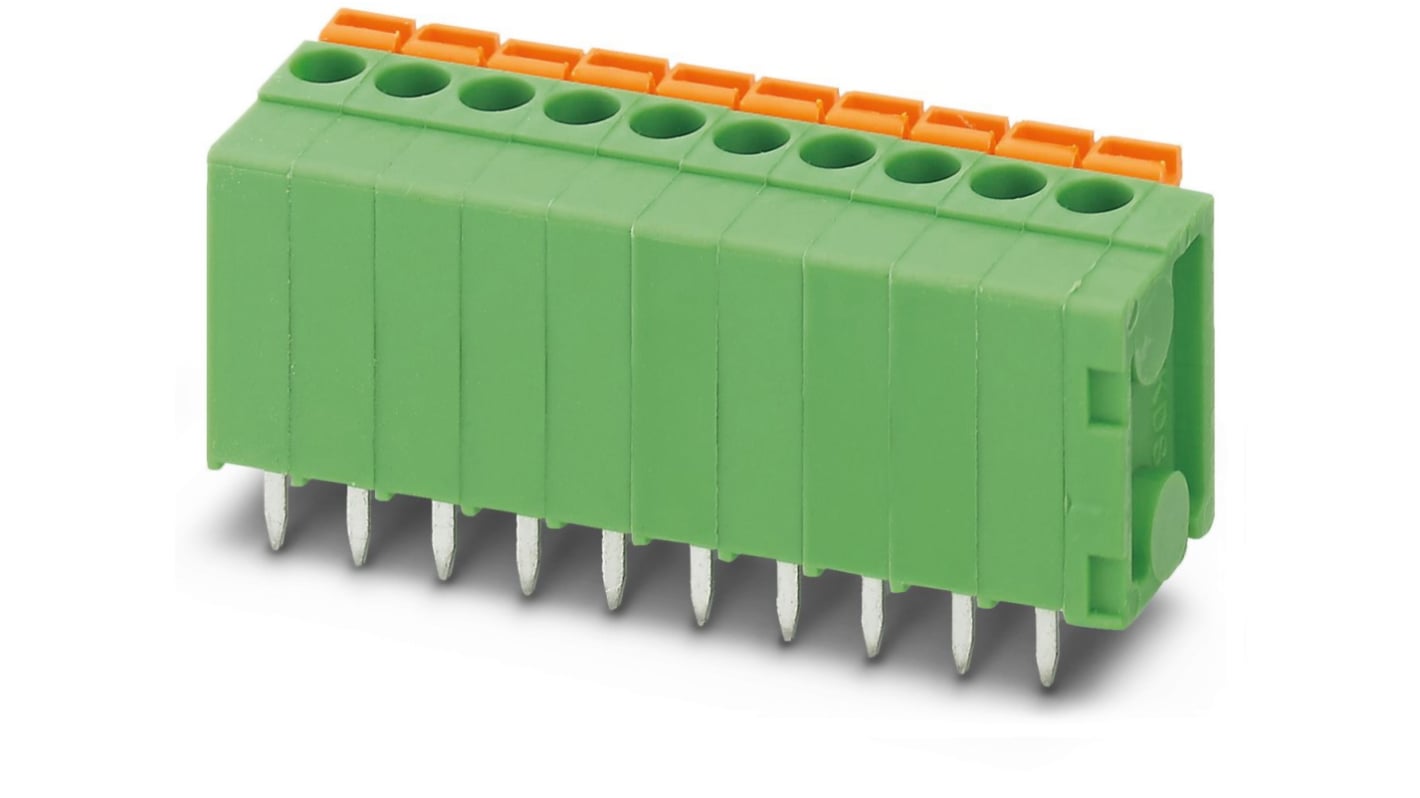 Phoenix Contact FFKDSA1/V-3.81- 3 Series PCB Terminal Block, 3-Contact, 3.81mm Pitch, Through Hole Mount, Spring Cage