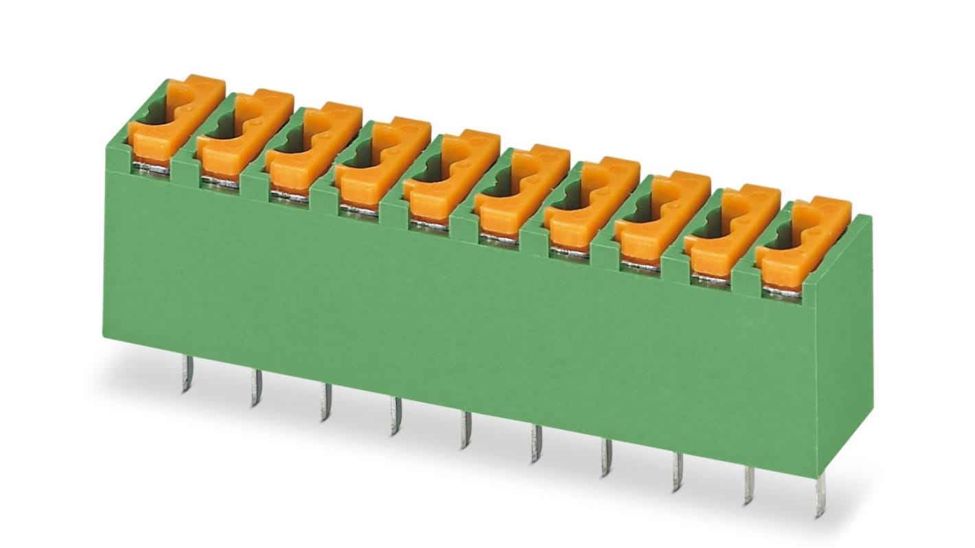Phoenix Contact FK-MPT 0.5/14-3.5 Series PCB Terminal Block, 14-Contact, 3.5mm Pitch, Through Hole Mount, Spring Cage