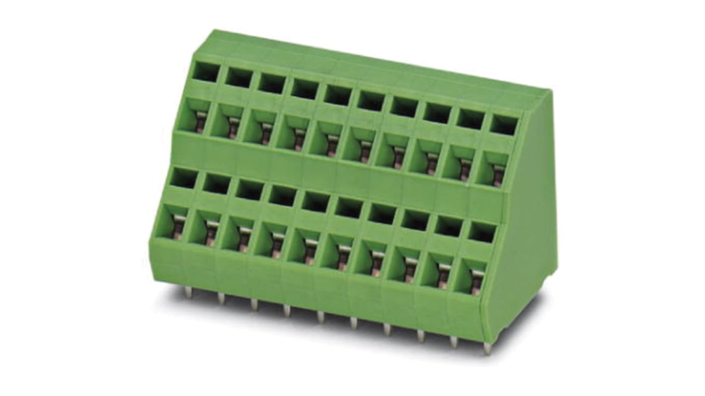 Phoenix Contact ZFKKDSA 1.5-5.08-16 Series PCB Terminal Block, 16-Contact, 5.08mm Pitch, Through Hole Mount, Spring