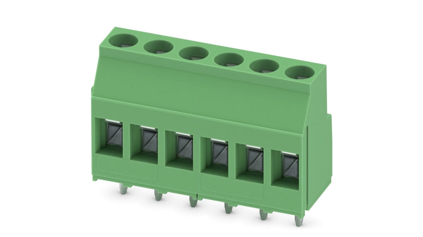 Phoenix Contact MKDSB 3/ 6 Series PCB Terminal Block, 6-Contact, 5mm Pitch, Through Hole Mount, Screw Termination