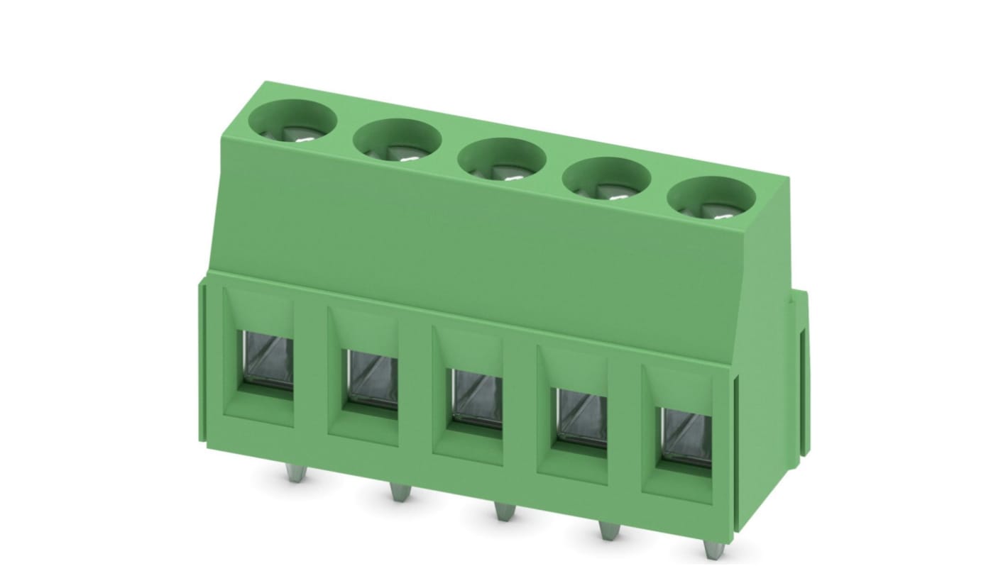 Phoenix Contact MKDSN 2.5/5 Series PCB Terminal Block, 5-Contact, 5mm Pitch, Through Hole Mount, Screw Termination