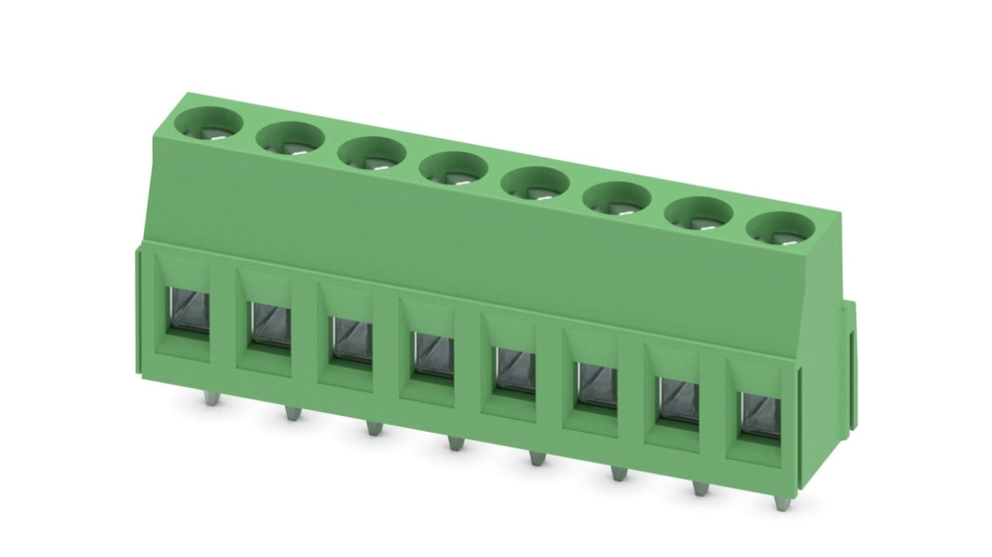 Phoenix Contact MKDSN 2.5/ 8 Series PCB Terminal Block, 8-Contact, 5mm Pitch, Through Hole Mount, Screw Termination