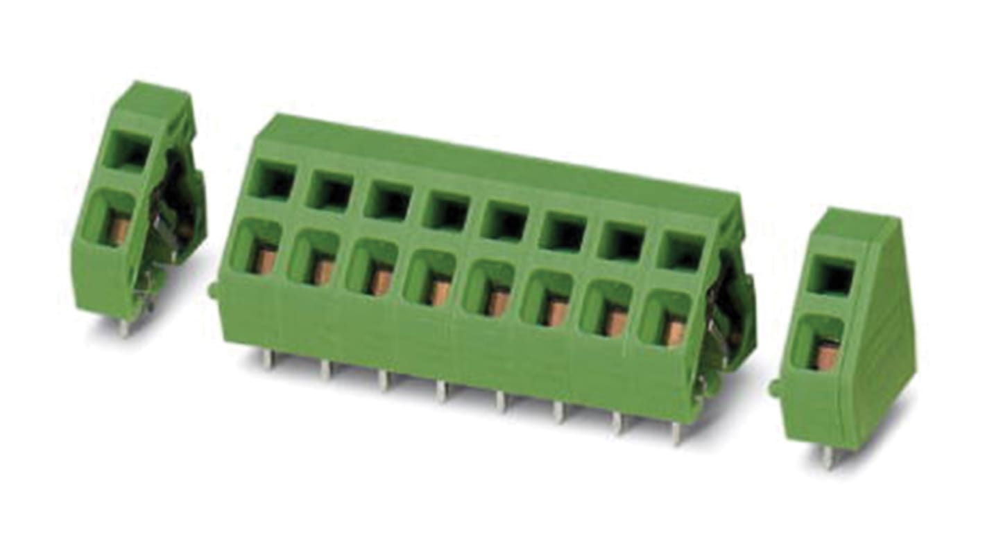 Phoenix Contact ZFKDSA 2.5-5.08-10 Series PCB Terminal Block, 10-Contact, 5.08mm Pitch, Through Hole Mount, Spring Cage