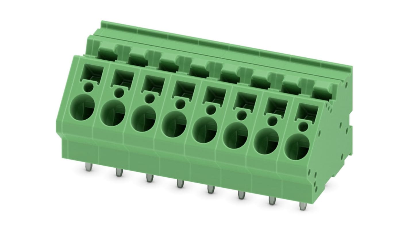 Phoenix Contact ZFKDSA 4- 7.5- 8 Series PCB Terminal Block, 8-Contact, 7.5mm Pitch, Through Hole Mount, Spring Cage