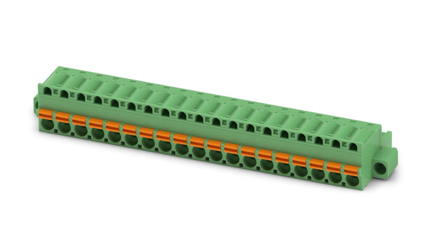 Phoenix Contact, 5.08mm Pitch, FKC 2.5/19-STF-5.08, 19 Way, Pluggable Terminal Block, Plug, Spring Cage Termination,