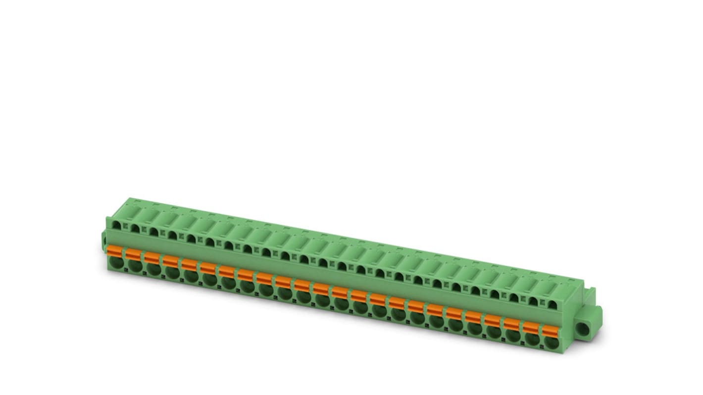 Phoenix Contact, 5.08mm Pitch, FKC 2.5/24-STF-5.08, 24 Way, Pluggable Terminal Block, Plug, Spring Cage Termination,