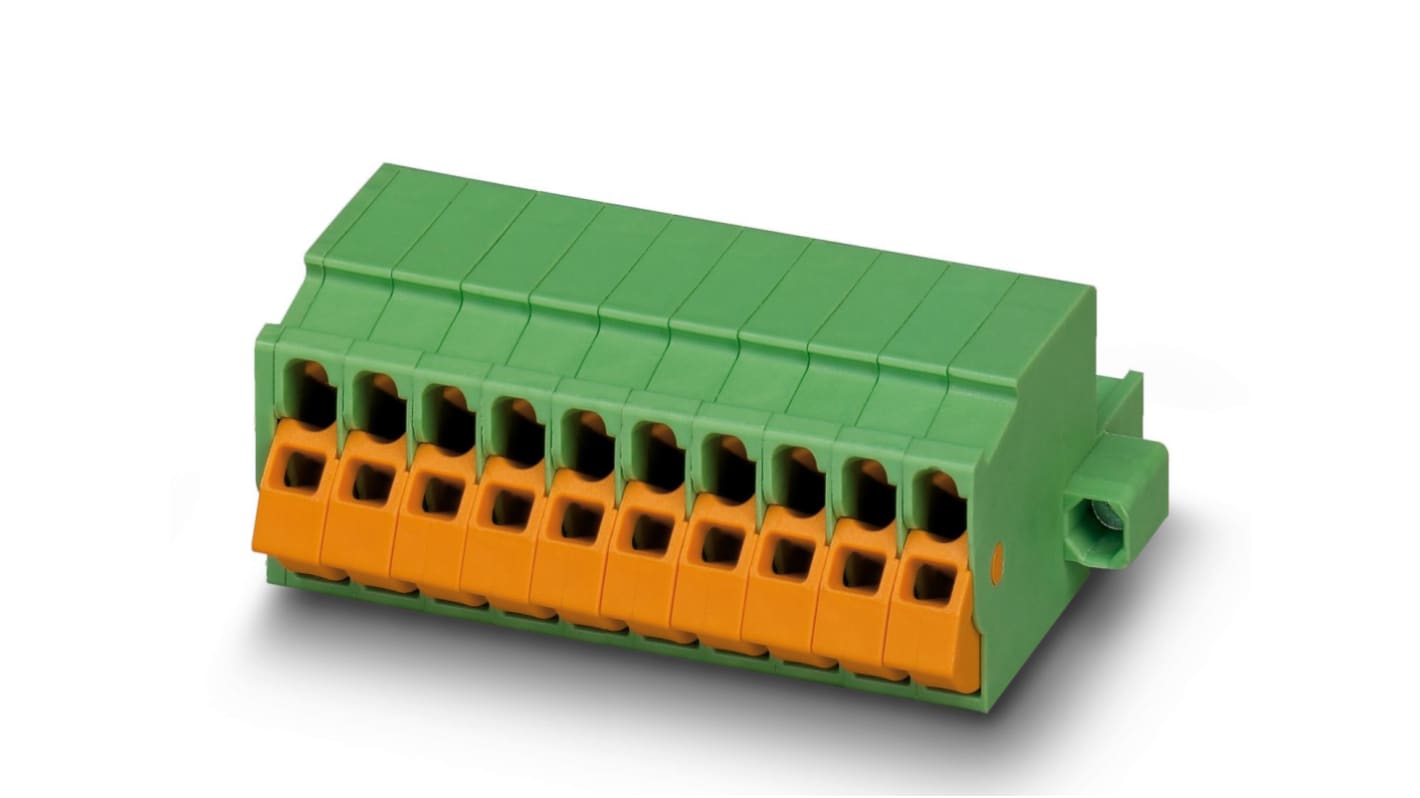 Phoenix Contact, 5mm Pitch, QC 1.5/ 8-STF, 8 Way, Pluggable Terminal Block, Plug, Screw Termination, 1718177