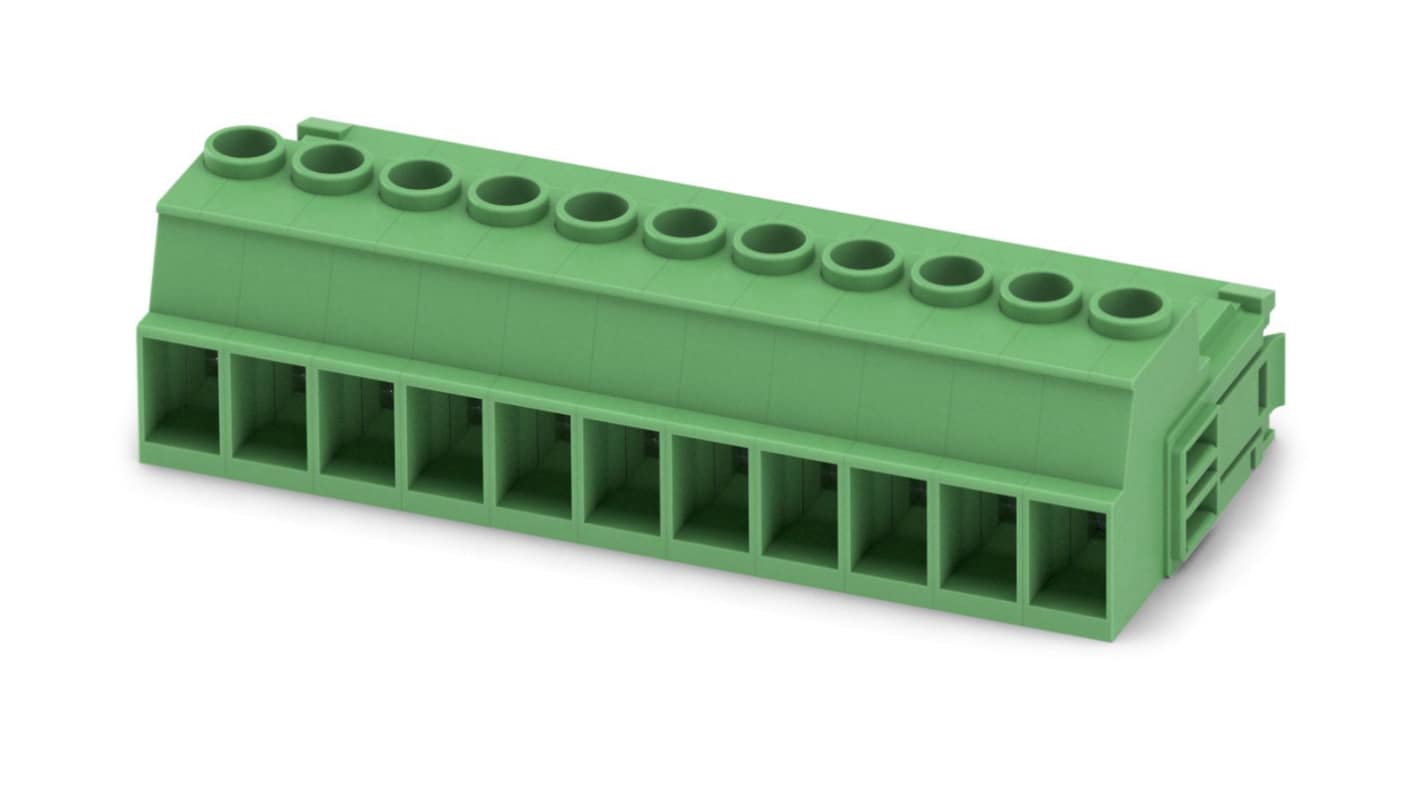 Phoenix Contact, 7.62mm Pitch, IPC 5/11-STGCL-7.62, 11 Way, , Pluggable Terminal Block, Inverted Plug, Cable Mount,