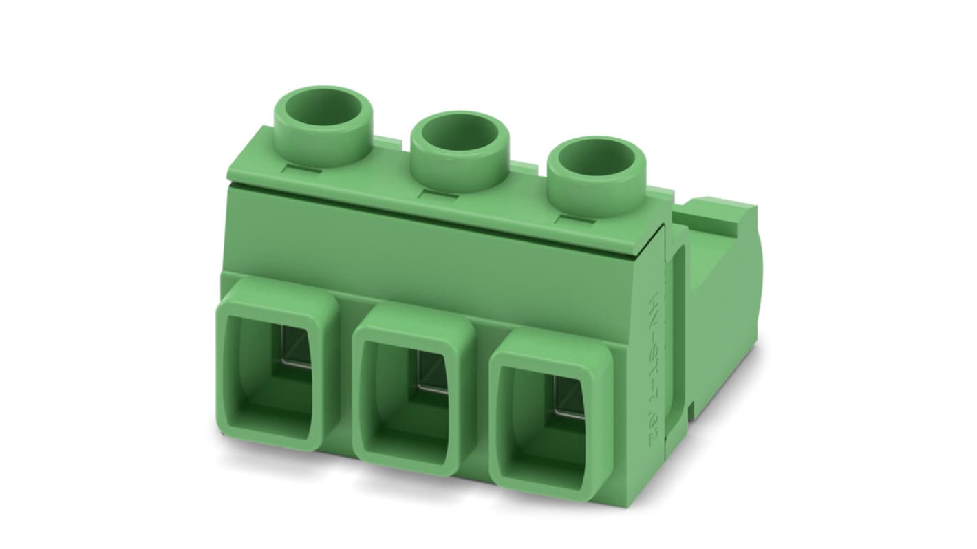 Phoenix Contact, 7.62mm Pitch, GIC 2.5 HCV/ 3-ST-7.62, 3 Way, , Pluggable Terminal Block, Inverted Plug, Cable Mount,
