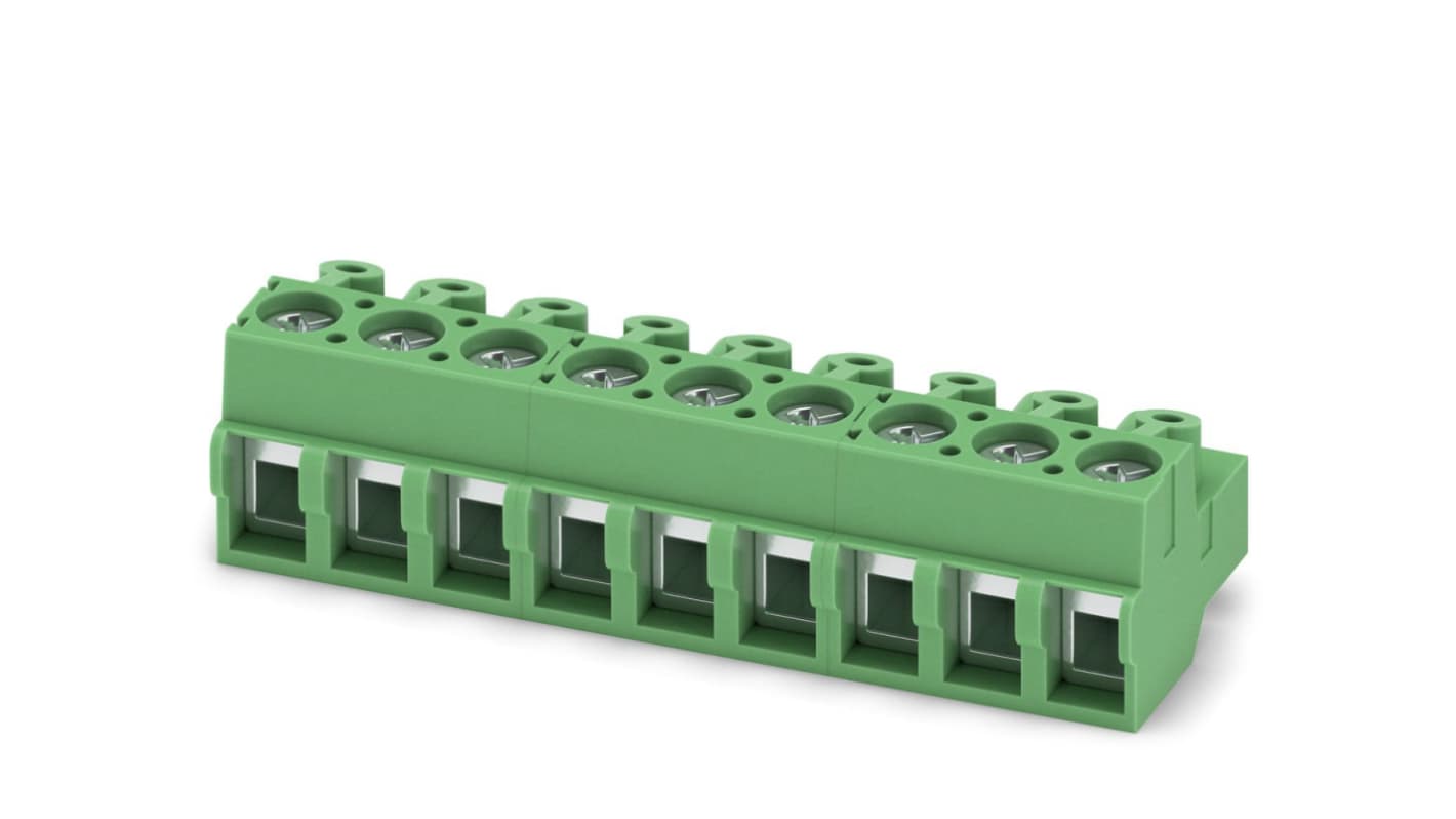 Phoenix Contact, 5mm Pitch, PT 1.5/ 9-PVH-5.0-A, 9 Way, Pluggable Terminal Block, Plug, Screw Termination, 1935080