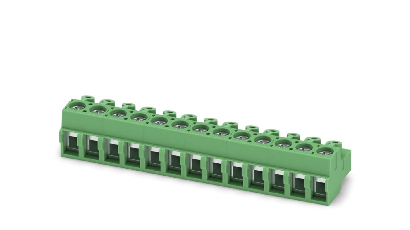 Phoenix Contact, 5mm Pitch, PT 1.5/13-PVH-5.0-A, 13 Way, Pluggable Terminal Block, Plug, Screw Termination, 1935129