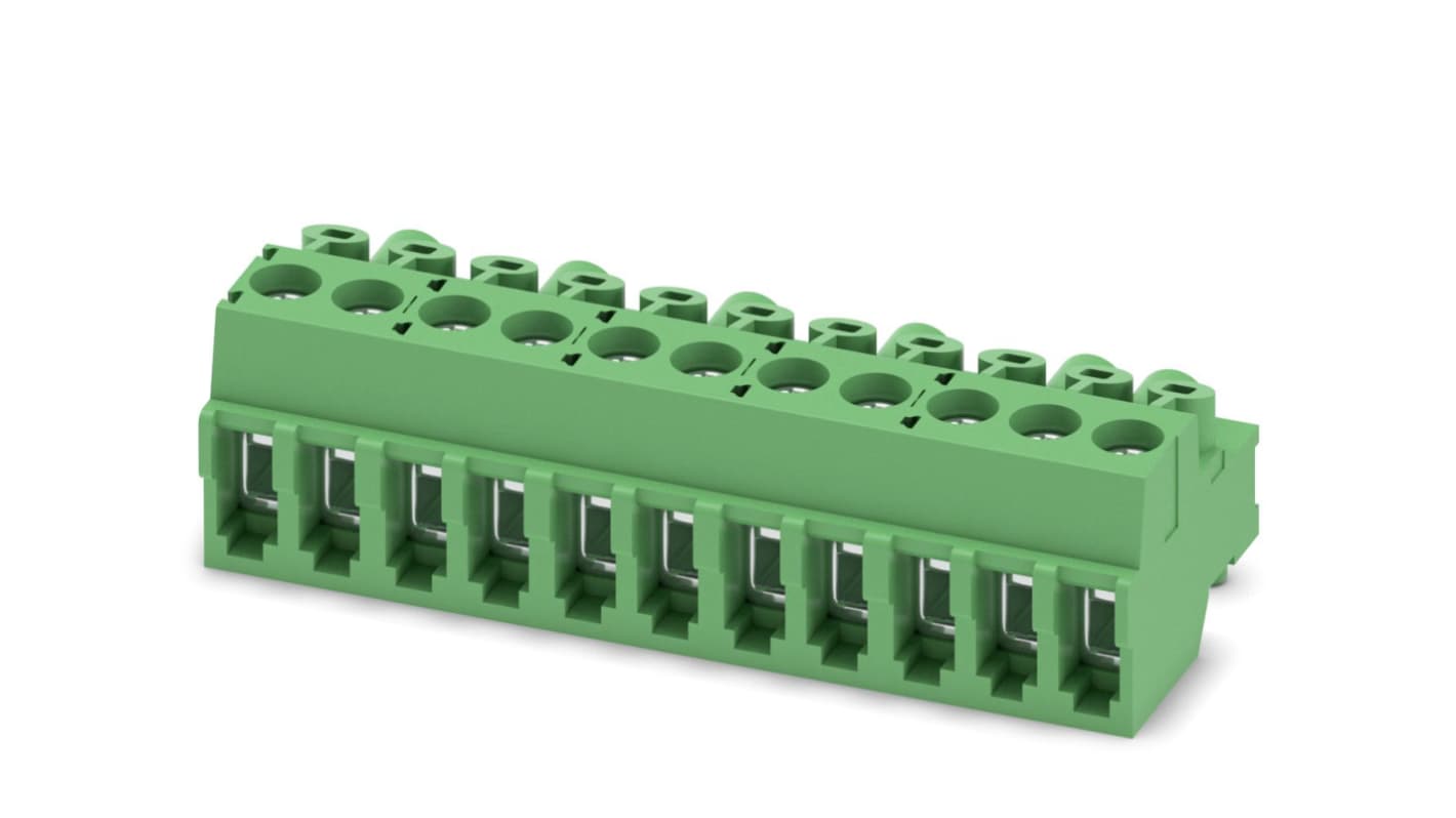 Phoenix Contact, 3.5mm Pitch, PT 1.5/11-PVH-3.5-A, 11 Way, Pluggable Terminal Block, Plug, Screw Termination, 1984251