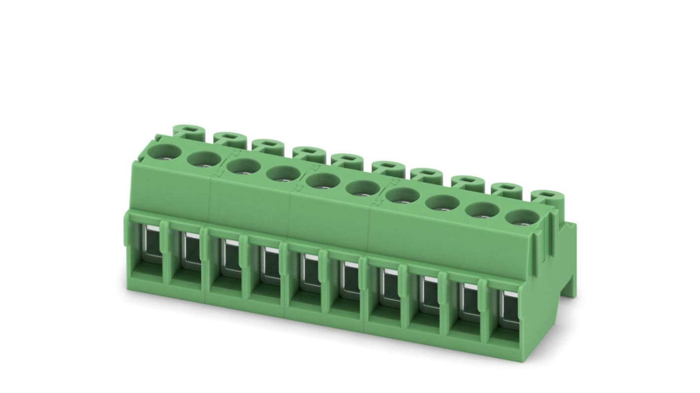 Phoenix Contact, 3.5mm Pitch, PT 1.5/10-PH-3.5, 10 Way, Pluggable Terminal Block, Plug, Screw Termination, 1984390