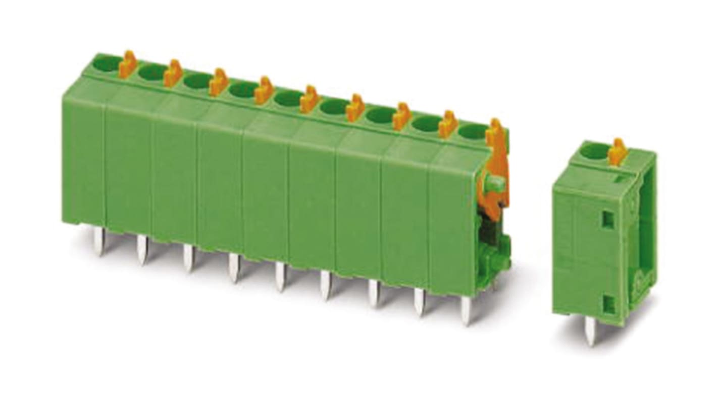 Phoenix Contact FFKDSA1/V2-5.08- 2 Series PCB Terminal Block, 2-Contact, 5.08mm Pitch, Through Hole Mount, Spring Cage