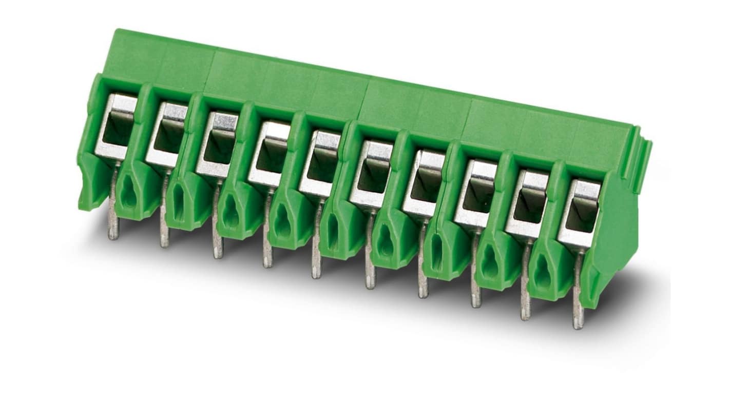 Phoenix Contact PCB端子排, 15p, 5mm间距, 17.5A, 630 V, THT安装, 螺钉端接, 绿色, PTA 1.5/15-5.0系列