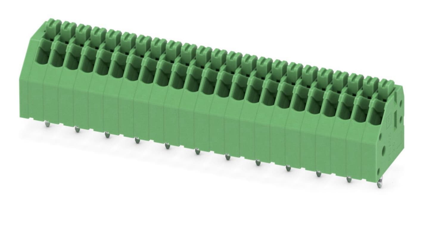 Phoenix Contact PTSA 0.5/23-2.5-Z Series PCB Terminal Block, 23-Contact, 2.5mm Pitch, Through Hole Mount, Spring Cage