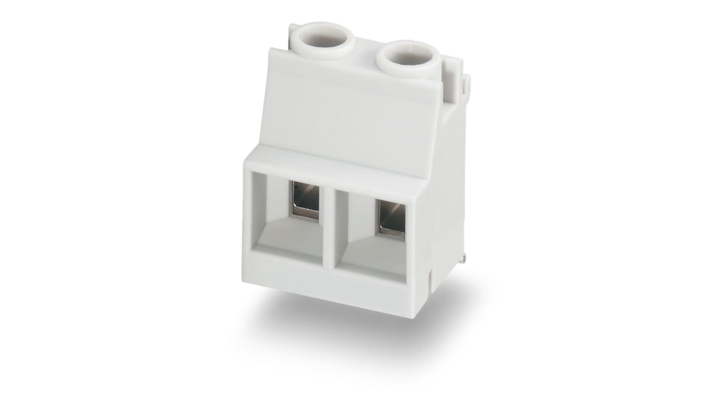 Phoenix Contact MKDSO 2.5 HV/ 2R-7.5 KMGY Series PCB Terminal Block, 2-Contact, 7.5mm Pitch, Through Hole Mount, Screw