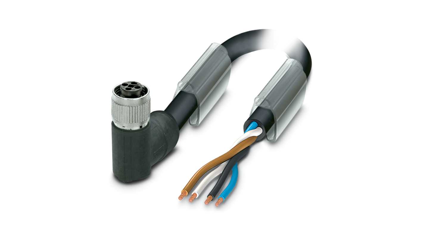 Cable de conexión Phoenix Contact, con. A M12 Hembra, 4 polos, con. B Sin terminación, cod.: T, long. 1m, 60 V, 12 A,