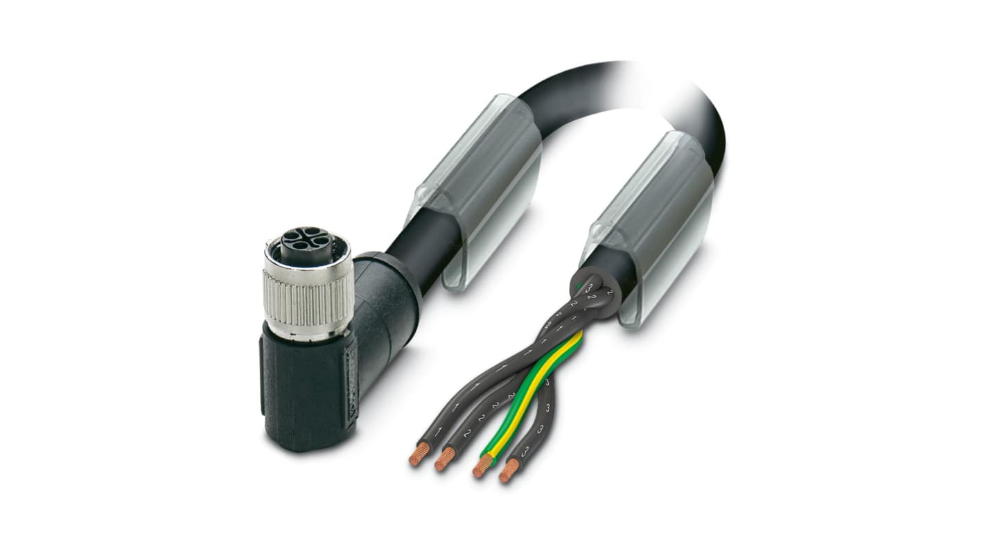 Phoenix Contact Right Angle Female 4 way M12 to Unterminated Sensor Actuator Cable, 1m