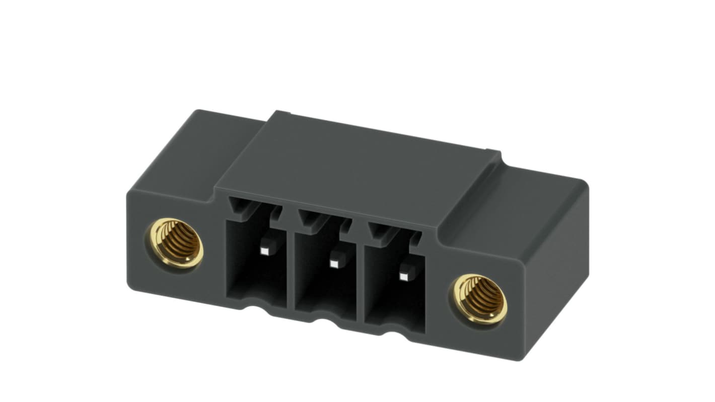 Phoenix Contact, 3.81mm Pitch, MC 1.5/ 3-GF-3.81 P14 THR, 3 Way, Pluggable Terminal Block, Header, Solder Termination,