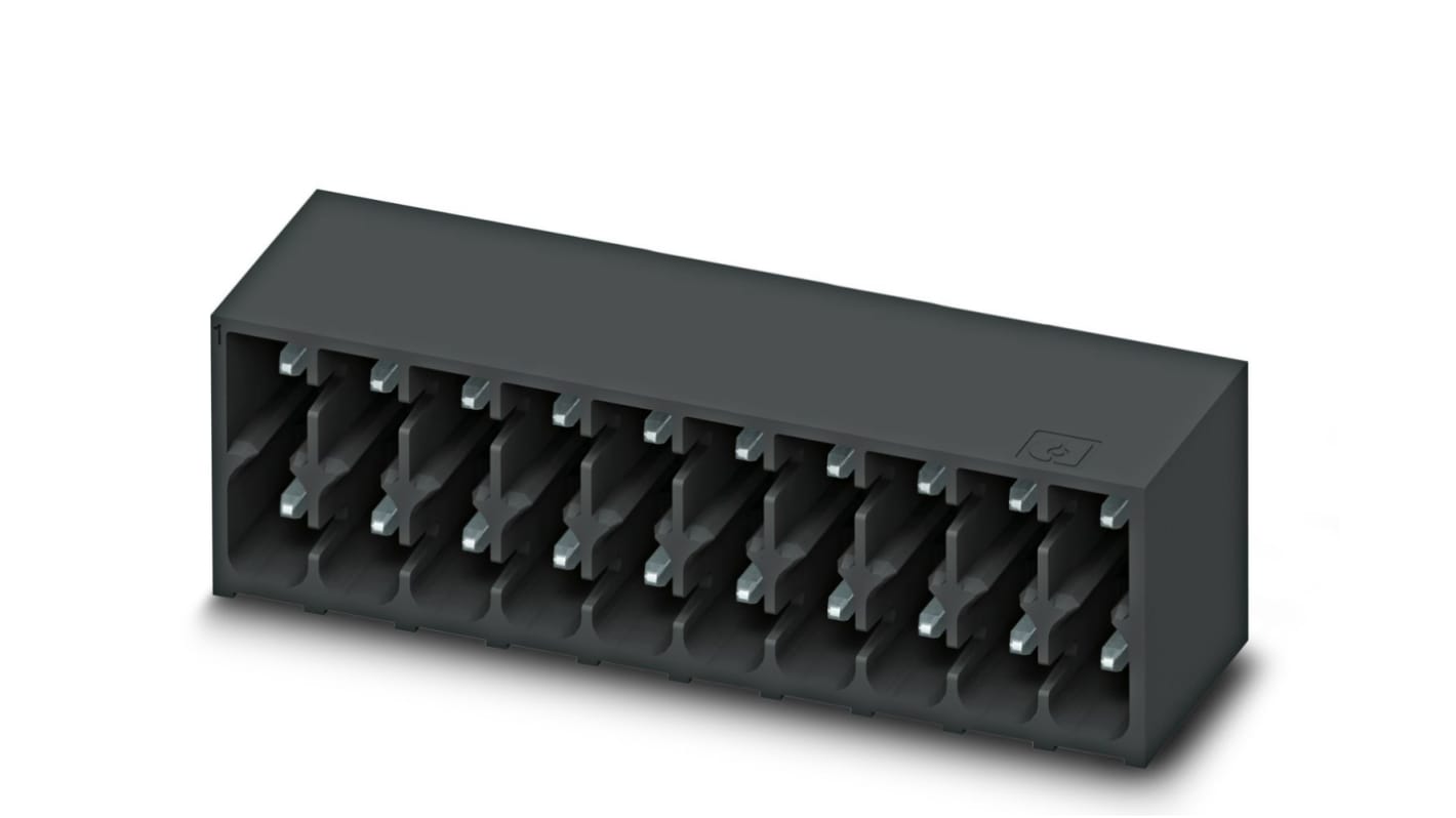 Phoenix Contact, 3.5mm Pitch, DMC 1.5/ 9-G1-3.5 P20THR R56, 9 Way, Right Angle, Pluggable Terminal Block, Header,