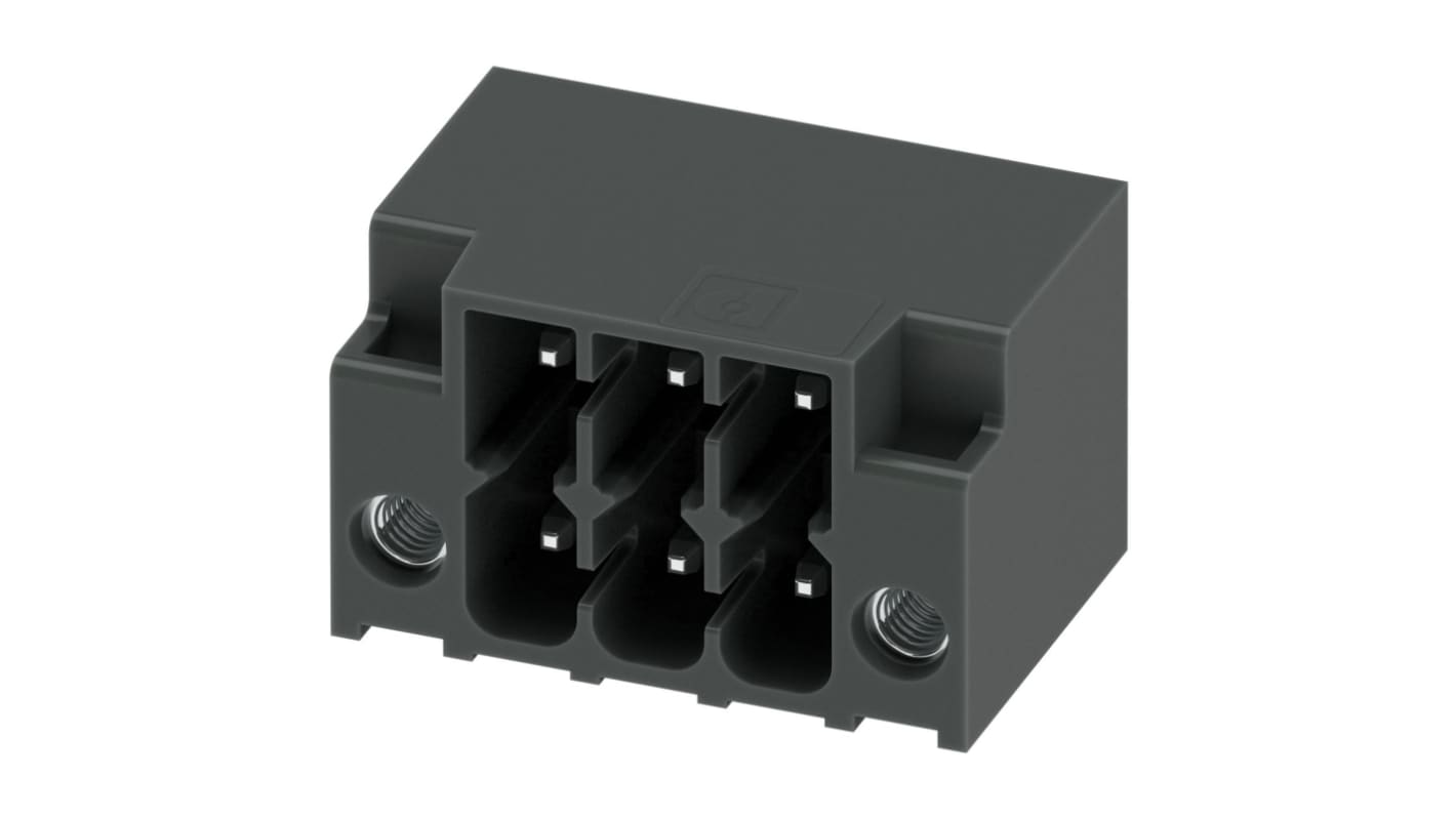 Phoenix Contact, 3.5mm Pitch, DMC 1.5/ 3-G1F-3.5-LRP20THRR44, 3 Way, Right Angle, Pluggable Terminal Block, Header,