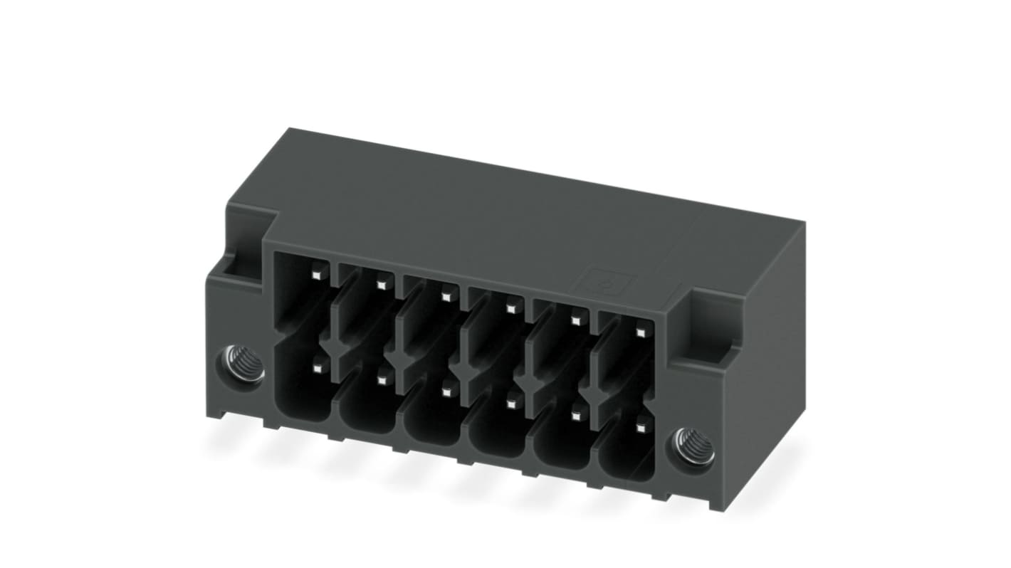 Phoenix Contact, 3.5mm Pitch, DMC 1.5/ 6-G1F-3.5-LRP20THRR56, 6 Way, Right Angle, Pluggable Terminal Block, Header,