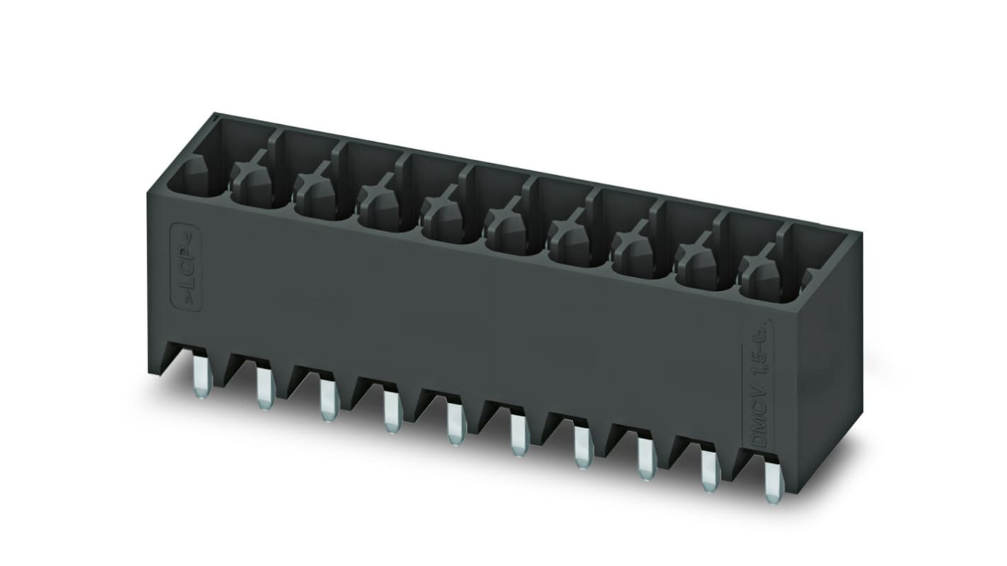 Phoenix Contact, 3.5mm Pitch, DMCV 1.5/ 6-G1-3.5 P20THR R44, 6 Way, Pluggable Terminal Block, Header, Solder