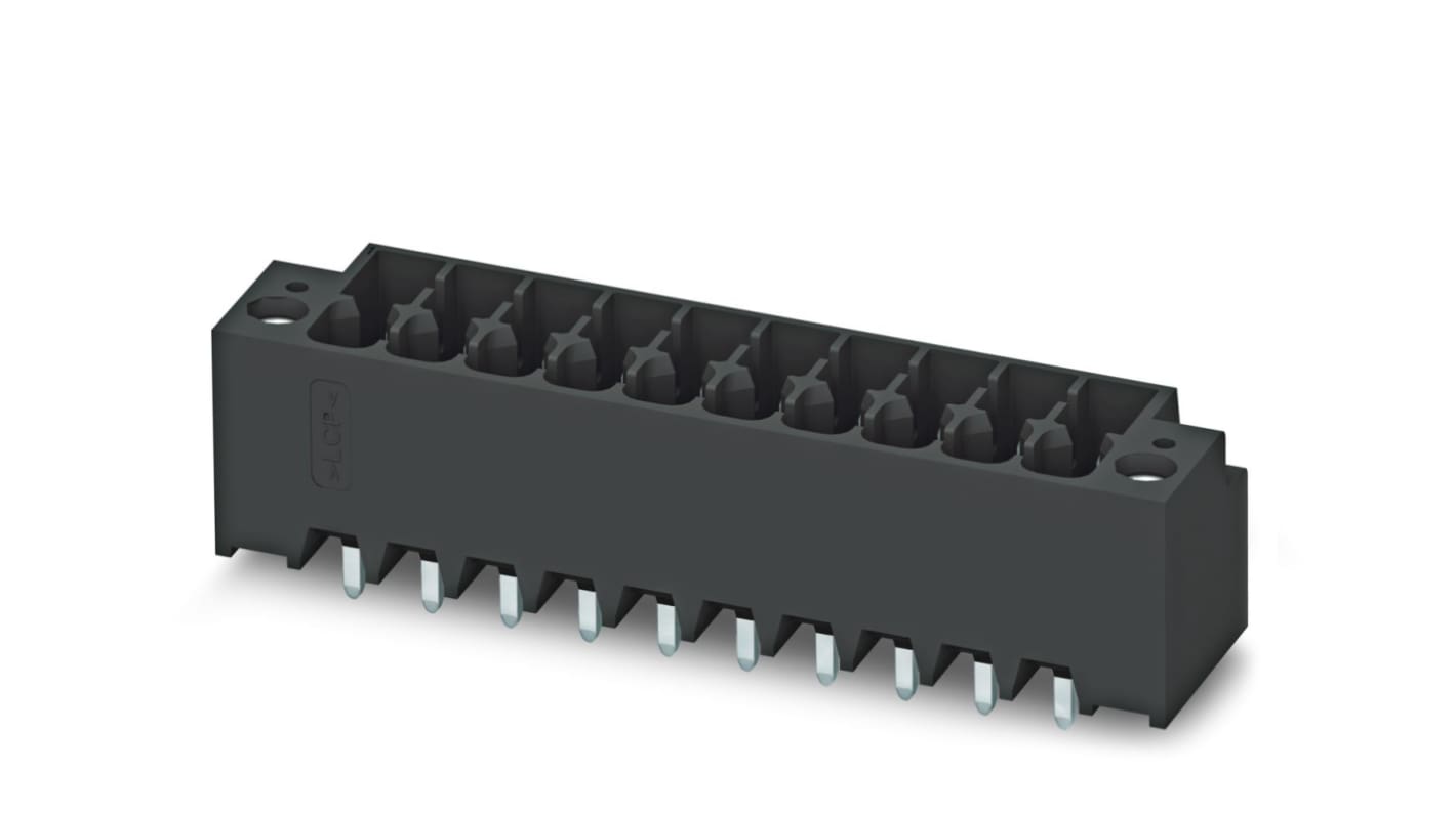 Phoenix Contact, 3.5mm Pitch, DMCV 1.5/ 9-G1F-3.5-LRP20THRR7, 9 Way, Pluggable Terminal Block, Header, Solder
